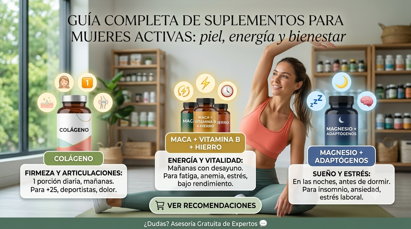 Guía completa de suplementos para mujeres activas: piel, energía y bienestar