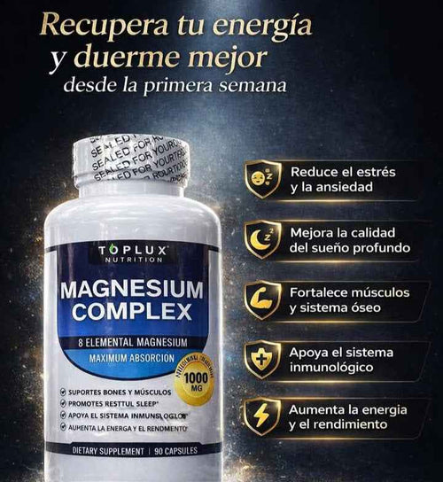 Complejo de Magnesio 1000mg - Optimiza Tu Salud con 8 Formas Esenciales