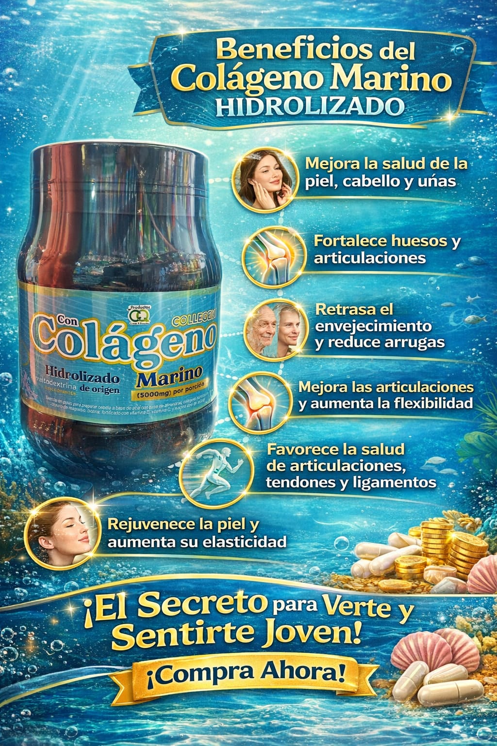 Recupera la Juventud de tu Cuerpo y la Firmeza de tu Piel con Colágeno Marino Hidrolizado Subtítulo