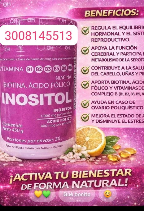 ✨ INOSITOL + Ácido Fólico: Equilibrio y Bienestar Natural ✨
Tu aliado integral para la salud hormonal y el equilibrio emocional.