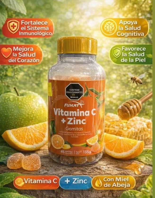 Vitamina C + Zinc en Gomitas sin azúcar (Funat)