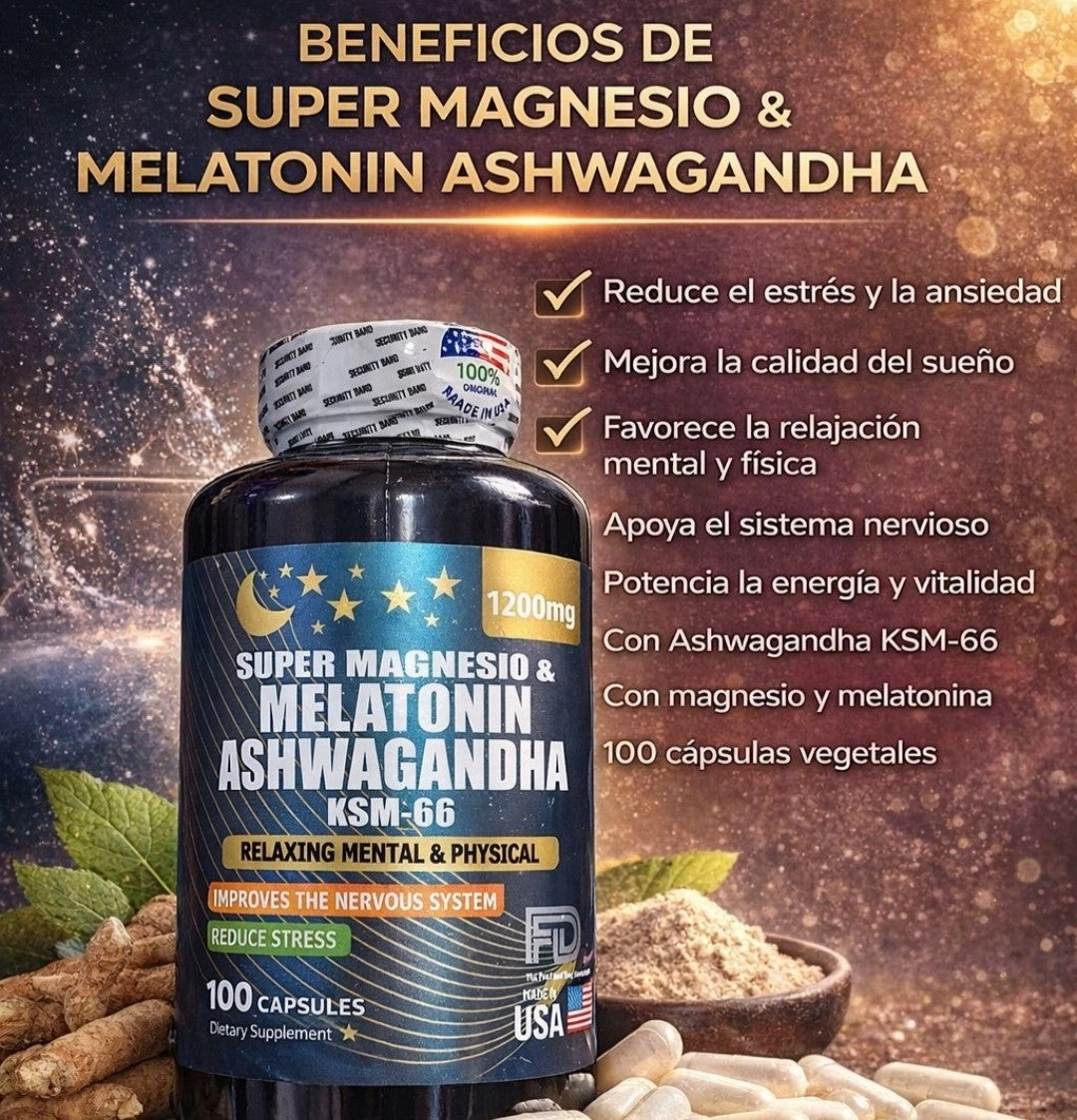 🌙 Súper Magnesio & Melatonina + Ashwagandha KSM-66 🌙