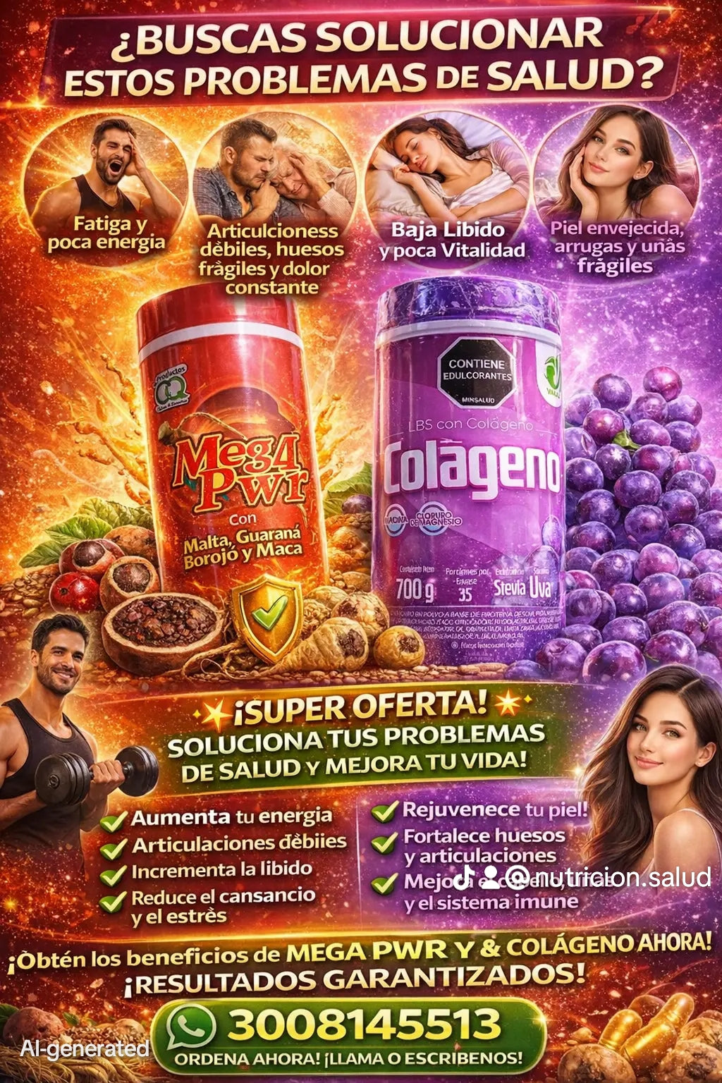 Combo Salud Integral | Mega Pwr + Colágeno con Magnesio y Niacina