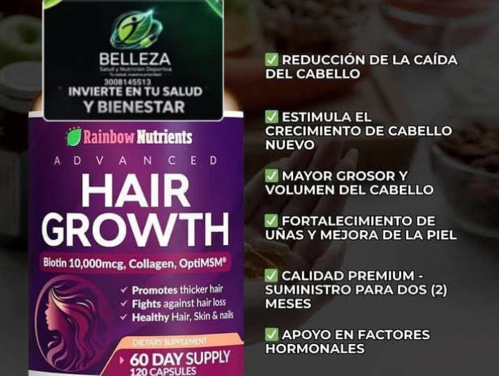 Advanced Hair Growth: Nutrición Superior para tu Cabello, Piel y Uñas