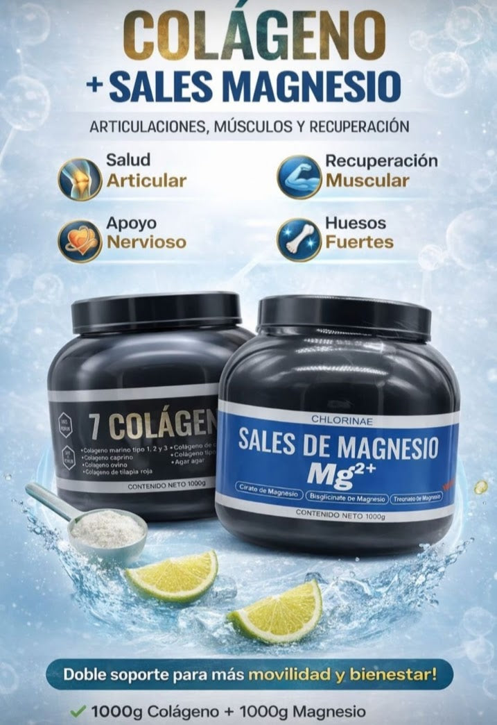 ✨ COLÁGENO + SALES DE MAGNESIO: DOBLE SOPORTE PARA MÁS MOVILIDAD Y BIENESTAR ✨  Articulaciones fuertes, músculos sanos y recuperación acelerada