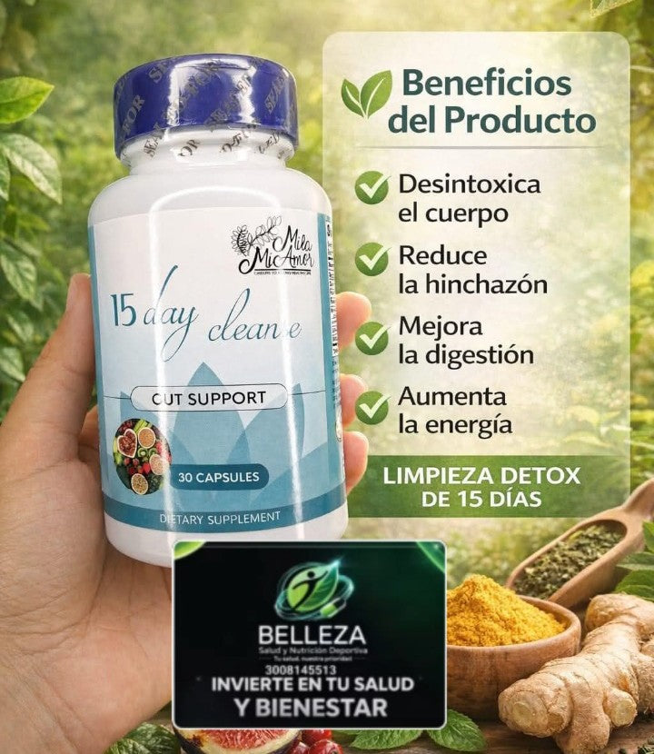 🍃 15 Day Cleanse (Mila MiAmor): Tu Renovación en 15 Días 🍃
Desintoxica tu cuerpo y recupera tu ligereza natural.